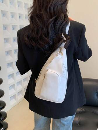2025 Unique Design Fashionable PU Leather Sling Women 3 Pockets Chest Pouch Travel Shopping Shoulder Bag