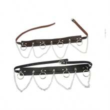 1pc Retro American Women's Dark Chain Punk Belt, Versatile Decoration For Dresses, Jackets, Y2K Retro Style, Braided Waist Belt, Personalized Accessory For Pants/Skirts
