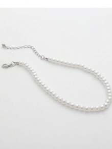 1pc Geometric Fashionable Summer Beaded Anklet - White Pearl - View 3