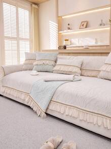 1 件豪华四季通用沙发座垫套，现代简约雪尼尔防尘防滑时尚沙发套，温暖、防褪色、不脱落，适用于卧室、办公室、客厅、L 型沙发 1/2/3/4 座 - 卡其色 - 查看 4