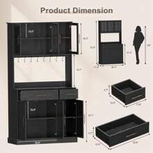 71" H Tall Kitchen Storage Cabinet With Doors, Shelves, Drawer - Black - View 5