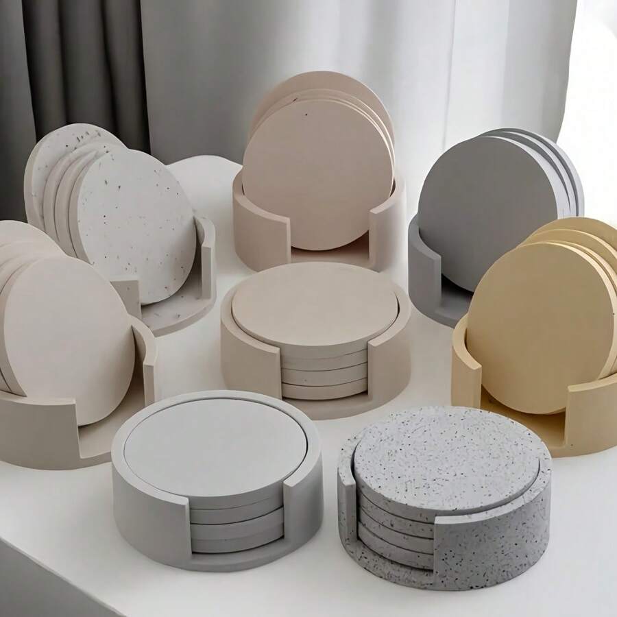 5pcs Round Silicone Cup Coaster Mold Set, DIY Resin Coaster Silicone Mold, Easy Handmade Craft