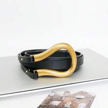 1pc Women's Horse Buckle Suit Belt, Multiple Colors, Fashion Versatile Waist Strap Decoration For Office Wear And Dress - Camel - View 8