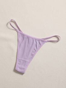 21pcs Ribbed & Ribbed Thong Panties For Women, Multi-Color