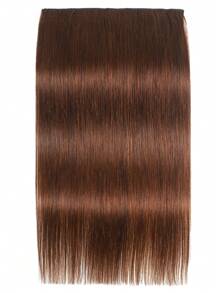 #4 Real Human Hair Extensions Chocolate Brown One Piece Silk Straight Clip In Hair Extensions Light Brown Color With 5 Clips - S4 - View 3