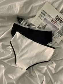 6条装女士彩色运动简约内裤，ins风简约风格内裤，中腰日式黑白灰女士三角裤 - 彩色 - 查看 4