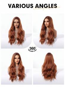 24 Inch Brown Wig With Bangs Long Curly Wig Heat Resistant Synthetic Wig For Women Daily Party Cosplay Use - Brown - View 8