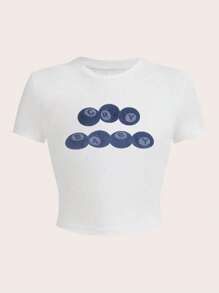 女式夏季休闲时尚舒适 Y2K 辣妹街头风格哭泣婴儿印花圆领短袖短款修身纯色印花 T 恤上衣夏季服装可爱夏季上衣 Y2k 上衣图案 T 恤女款