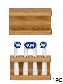 1 pieza Soporte para cepillo de dientes de bambú, estantería de almacenamiento independiente de bambú, organizador de cepillo de dientes de bambú adecuado para el baño, accesorio para baño porta cepillos de dientes, versátil (2/4 ranuras)