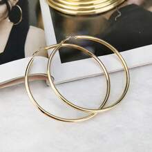 1 Pair Punk Style Exaggerated Hollow Metal Geometric Big Hoop Earrings, Suitable For Women Party, Nightclub And Everyday Wear - Empty Tube Ear Loop - View 7