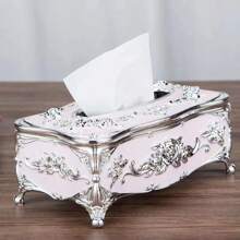 European Tissue Box, High-End Hotel Restaurant Napkin Extraction Box, Kitchen And Living Room Tabletop Tissue Storage Box - B-銀白色 - 查看 8