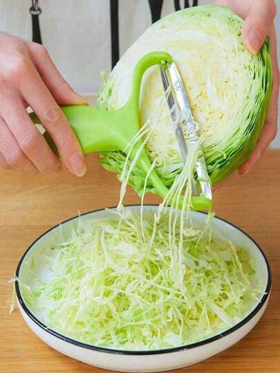 5PCS/3/PCS1pc 304 不锈钢卷心菜擦丝器，厨房不锈钢削皮刀，适用于紫甘蓝花园生菜，宽口切丝器，多功能蔬菜水果削皮器户外家用厨房