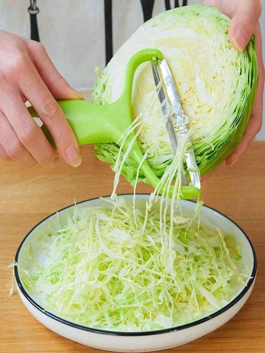 5PCS/3/PCS1pc 304 不锈钢卷心菜擦丝器，厨房不锈钢削皮刀，适用于紫甘蓝花园生菜，宽口切丝器，多功能蔬菜水果削皮器户外家用厨房 - 彩色 - 查看 1