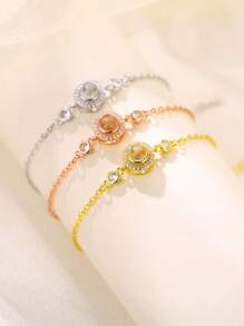 女士定制投影照片手链，迷人时尚个性化手链合成锆石包含图片纳米投影手链，可定制您的照片纪念可调节手链情侣结婚首饰，适合夏季海滩度假的女性礼物，母亲节的创意礼物，感恩节狂欢的独特礼物 - 玫瑰金 - 查看 2