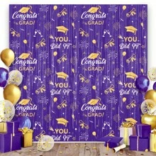 2025 Class Graduation Photography Backdrop Black Gold Glitter Bokeh Graduation Party Background 2025 Congrats Grad Prom Party Decoration Banner (Five Colors Available) - Graduation Season Rain Curtain - View 13
