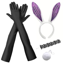 D EXCEED 4PCS Easter Women's Dress Up Ball Plush Glitter Rabbit Ears Headband Nightclub Headwear Halloween Dress Up Headwear Holiday Gift Brazil Carnival Accessories - Multicolor - View 18