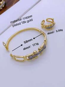 1pc New Arrival 18K Gold Plated Copper Ring With Zirconia Stone, Delicate And Exquisite Design, Versatile Accessory For Casual Wear, Commuting, Parties, Luxurious & High-End Gift