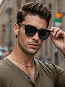 1 szt. Wysokiej klasy męskie klasyczne modne okulary - prostokątne modne okulary, eleganckie modne okulary, okulary w stylu casualowym, idealny prezent dla niego - uniwersalne do codziennego noszenia, odpowiednie do podróży na świeżym powietrzu, jazdy samochodem, ochrona UV400, stylowa estetyka, czarne letnie modne okulary