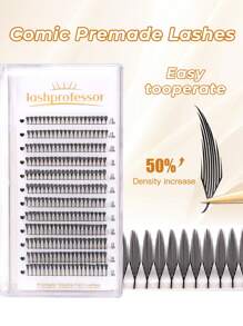 Lashprofessor 12 filas 1 nueva pieza Rizos D Cómic Pestañas postizas en espiral prediseñadas Extensiones de pestañas de anime naturales prediseñadas Pestañas postizas wispy en racimos individuales sin cepillado Capa impermeable Pestañas de belleza