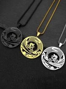 骑行男士公路吊坠项链女士男士不锈钢金色自行车运动风格旅行男链