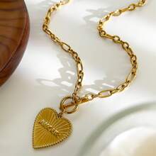 Monlansher 1 pezzo Collana con pendente a forma di cuore in acciaio inossidabile, design minimalista di moda, adatta per uso quotidiano
