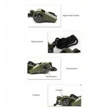 3-In-1 Emergency Survival Whistle With Compass & Thermometer - Perfect For Camping, Hiking, Outdoor Adventure, Referee And Cheerleaders