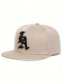 1pc Unisex Street Style Embroidered Flat-Brim Baseball Cap, 100% Polyester, Handwash, Non-Stretch, Lightweight - Adjustable Flat-Brim