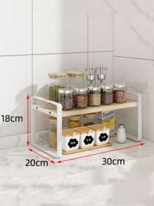 1pc Multi-Layer Storage Rack, Adjustable Height Desktop Storage Shelf, Standing Shelf For Storing Books, Bedroom Study Room Accessories, Home Organization And Storage Supplies - Wood Color - View 5