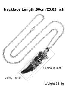 1pc Vintage Man Crystal Necklace Dragon Natural Stone Rose Quartz Black Obsidian Tiger Eye Amethyst Pendant Stainless Steel Necklaces Amulet H181 - Necklace - View 6