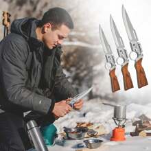 AK47 Flipper Pocket Knife, AK47 Pocket Folding Knife, Tactical Knife For Camping Hunting Survival Indoor And Outdoor Activities Mens Gift-Ideal For Hiking, Fishing, Emergency, EDC Tactical Tool Knife - Brown Wood Grain - View 1