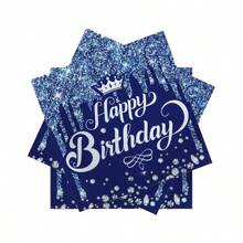 20pcs Diamond Series Square Napkins, Navy Blue Diamond Napkins, Disposable Tableware Napkins For Birthday Party Supplies, Party Decorations