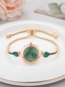 Relógio Pulseira Feminino de Moda Casual 2025 Nova Coleção, Mostrador Redondo Pequeno Fofo com Cristal Diamante, Pulseira de Cristal de Luxo Estilo Love, Relógio de Quartzo de Liga como Presente