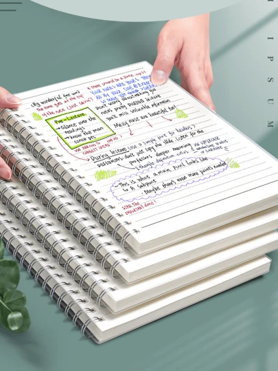 1 libro simple de hojas sueltas, bloc de notas de bobina transparente PP A4A5B5 libro de líneas horizontales, libro de cuadrícula, libro en blanco, 100 hojas de cuaderno de 70 g