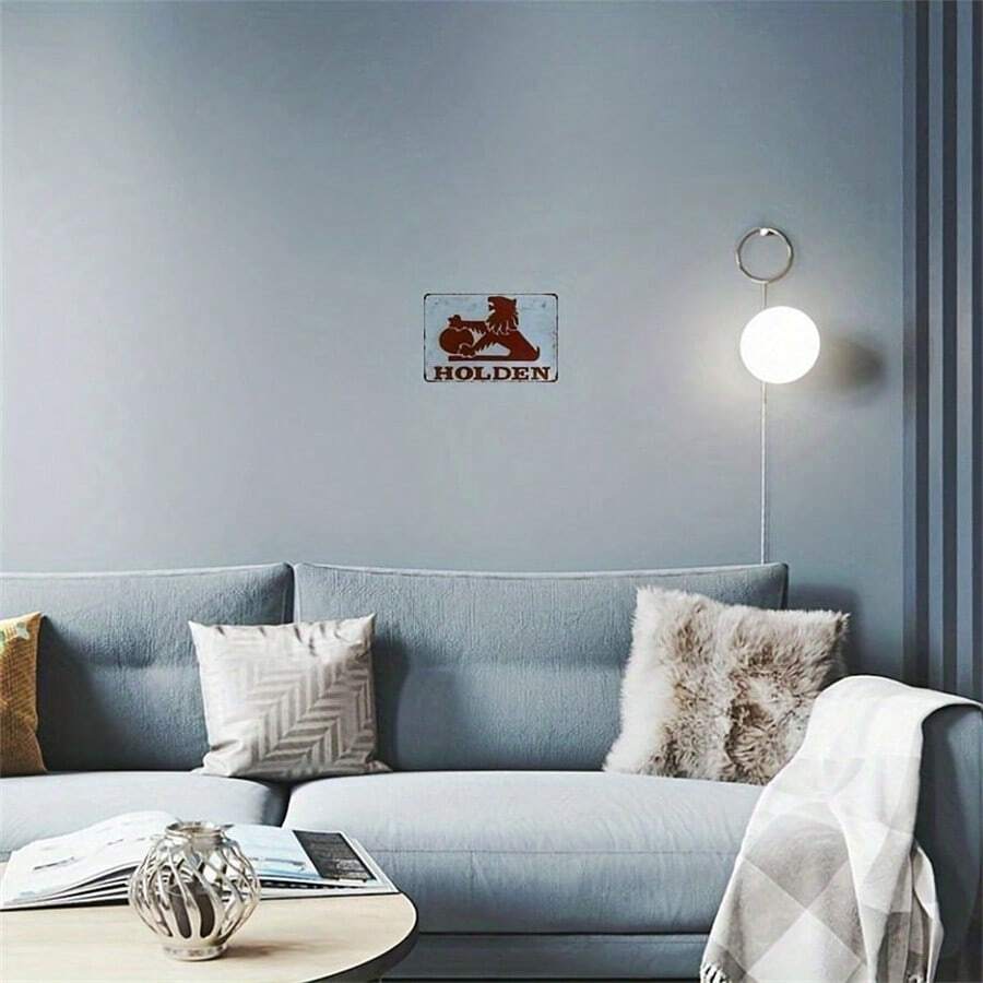 Vintage-Stil Metall Blechschild mit Löwen Logo, rustikales Eisen Wandhängeschild, dekoratives Schild für Zuhause, Bar, Café, Garten, Bauernhaus - wetterfest, vorgebohrte Löcher, vielseitig einsetzbar für drinnen und Outdoor, 12x8 Zoll - 1 Stück - Verschiedenfarbig - Übersicht 1