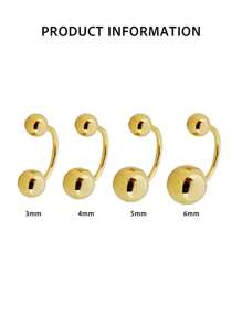 1pc S925 Sterling Silver U-Shape Ball Twist Screw Navel Piercing Ring, 14K Gold Color, Simple & Fashionable, Suitable For Daily Wear - Single U-shaped Belly Button Nail - View 4