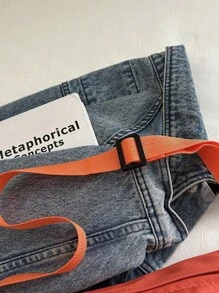 运动斜挎胸包爆款女士简约全能饺子包日系大容量休闲手机腰包 - 橘色 - 查看 7