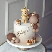 1 pieza/2 piezas/3 piezas Decoración de tarta de oso soplando vela, decoraciones de tarta de oso para obsequios de fiesta, baby shower, cumpleaños, suministros para fiestas - Multicolor - Ver 2