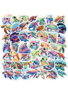 50Pcs Sea Turtle Stickers, Cute Graffiti Stickers For Decorating Mobile Phones Laptop Suitcases Notebooks Skateboards Suitcases Bicycles Motorcycles Skis, Vinyl Waterproof Sticker Pack For Kids Teens Adults, Easter Decoration - Multicolor - View 2