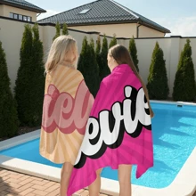 1pc Custom Name RETRO Style Personalized Beach Towel, Name Bath Towel, Customized Beach Towel With Name, Outdoor Birthday Vacation Gift Pool Party Towel, Vacation Gift, Male And Female Gifts, Multiple Colors And Styles, Multi-Functional, Adjustable, Reusable Living Room, Bedroom, School, Office, Tea Room, Home, For Valentine's Day, For Anniversaries,Elegant Living - Multicolor - View 5