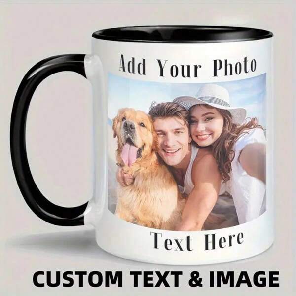 1 Stück individuelle 11oz Keramiktasse, personalisiert mit Ihren Fotos, Text und Logos, ideal für Büro, Zuhause, Vatertag, Valentinstag Geschenke, nur Handwäsche, Feiertagsbecher, hochwertiger wiederverwendbarer Becher
