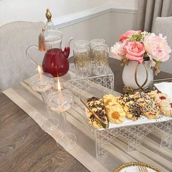 Un conjunto de estanterías con estilo ramadán que presentan un patrón de castillo está disponible, con tres tamaños para seleccionar. Son adecuados para el almacenamiento de artículos del hogar, la exhibición de coleccionables, la presentación de tartas y postres de fiesta, así como para exhibir personajes - Duradero