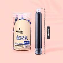 50 Uds. Pluma estilográfica Universal negra y azul, tinta de gran capacidad para practicar caligrafía, bolsa borrable para escritura de estudiantes, papelería de oficina B8LL - Negro - Ver 10