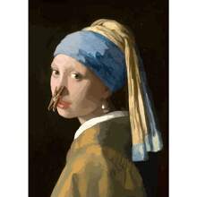 1 件趣味浴室厕所海报蒙娜丽莎和戴珍珠项链的女孩带卷纸帆布印刷品墙壁艺术适用于家居装饰无框架 - 彩色 - 查看 33