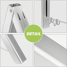 Kleiderhaken Klappbar Wand Kleiderständer, Aluminium Kleiderbügel mit Kleiderhaken, Kleiderlüfter Wandgarderobe Haken Halter für Schlafzimmer Badezimmer Balkon Indoor Outdoor - Weißes Teleskop - Übersicht 4
