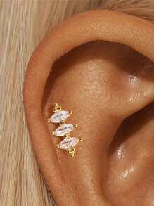 1PC 925 Sterling Silver Opal Marquise Water Drop Flat Back Cartilage Tassel Helix Piercing Fine Jewelry For Daily Wear Wedding Party Engagement Anniversary Valentine's Day