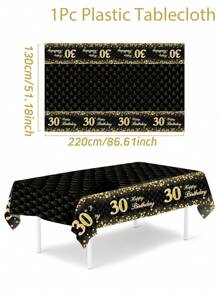 1 件黑金色生日桌布，220*130 厘米塑料桌布，30、40、60、70、18、50 岁生日派对装饰桌布，生日快乐装饰，生日派对用品，生日礼物，生日家居装饰，厨房装饰，餐桌装饰 - 黑金生日 - 查看 10