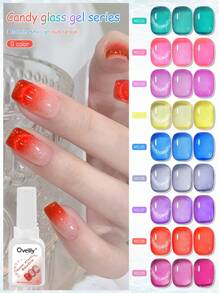 1pc 15ml Nail Dopamine Candy Glass Color Nail Polish Gel 2025 Hit Ice Transparent Sparkle, Special For Nail Art.