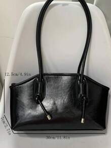 極簡單肩托特包結飾黑色 - 黑色 - 查看 6