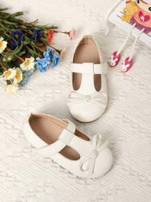 Cute Toddler Girls Bow Winter Soft-Soled Walking Shoes - White - View 2