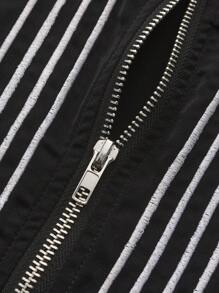 Men's Embroidered Arab Long Robe, Casual Zipper Black Robe For Young Men, Cooling - Black - View 5